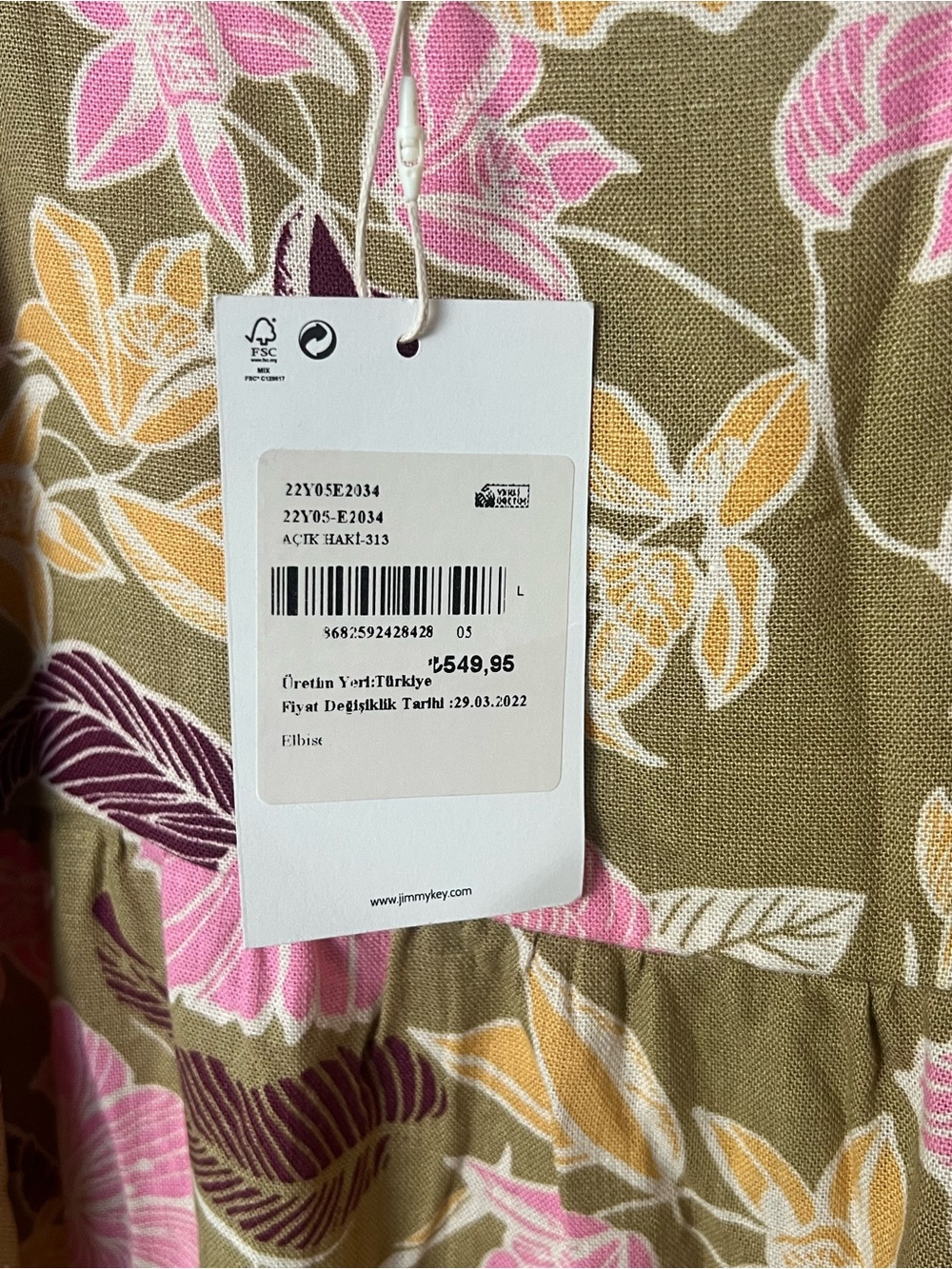 Floral Spaghetti-Strap Midi Dress in Olive & Pink - Picture 4 of 4